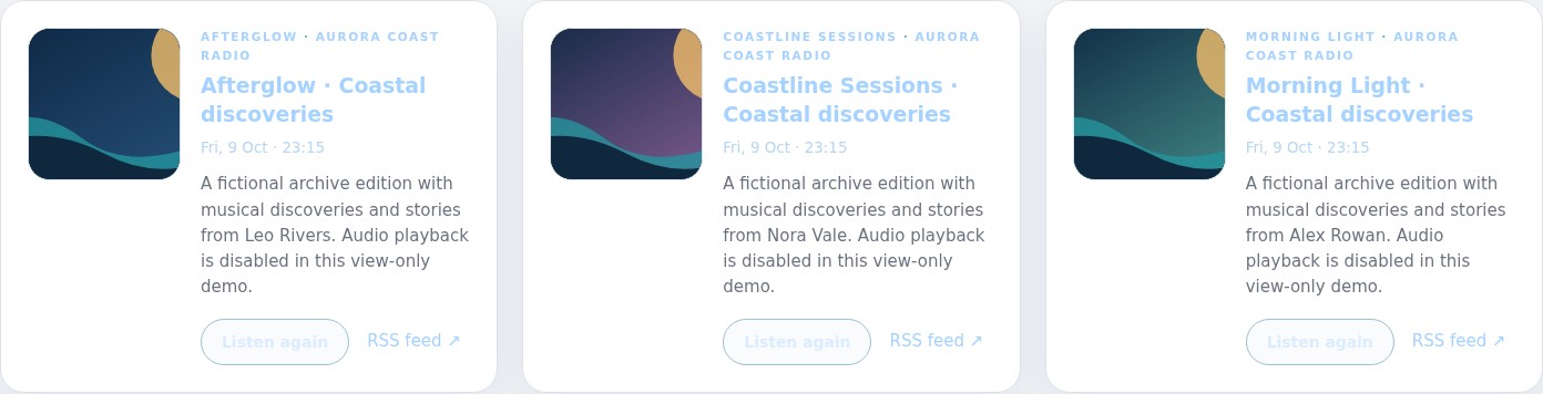 Listen Again — screenshot of the existing view-only OnAirHost demo